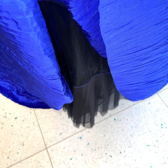 Amarotico Vintage Womens Gown Size 8 Blue Back Zip Fitted Bodice Pure Silk - Picture 8 of 9